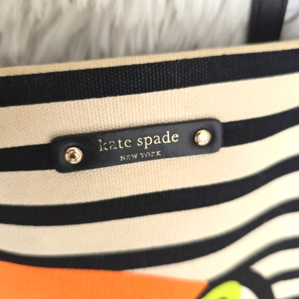 Kate Spade Black and White Striped Tote Bag - Picture 4 of 8
